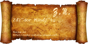 Zádor Mihály névjegykártya