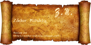 Zádor Mihály névjegykártya